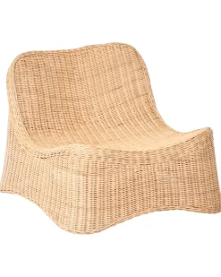 Fotel ogrodowy z otomaną AIGANI Rattan Naturalny