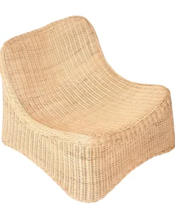 Fotel ogrodowy z otomaną AIGANI Rattan Naturalny