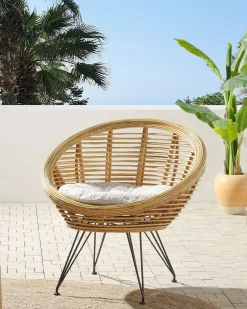 Fotel rattanowy naturalny z poduszką