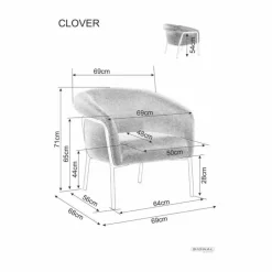 Fotel tapicerowany CLOLVER BREGO szary