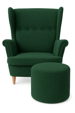 Fotel uszak boucle+ pufa abriamo 09