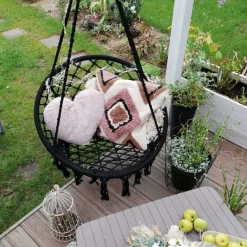 Fotel wiszący czarny Boho bocianie gniazdo
