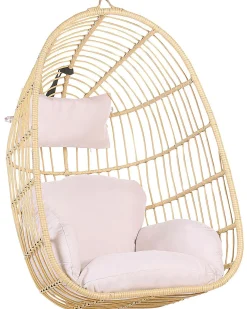 Fotel wiszący jajo bujane rattan beżowy