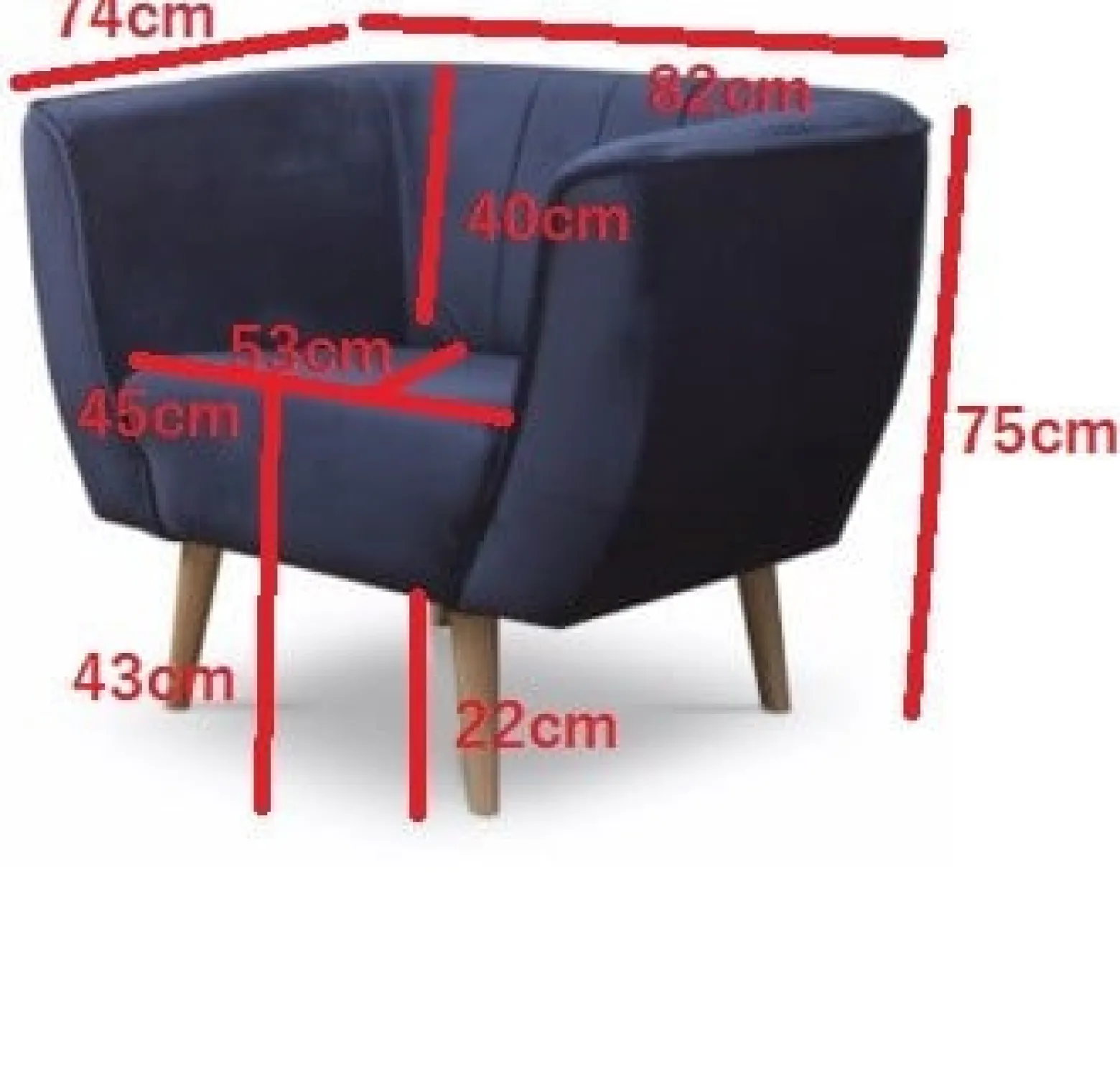 Fotel w stylu skandynawskim PIK 1 / MON77 granatowy