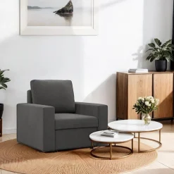 Fotel wypoczynkowy, prosty, BLOM, Mikrofaza, 83x92x85, szary | TYLETEGOTU