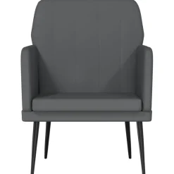 Fotel Wypoczynkowy Szary Ekoskóra Tapicerowany Do Salonu Pokoju 61x78x80 cm