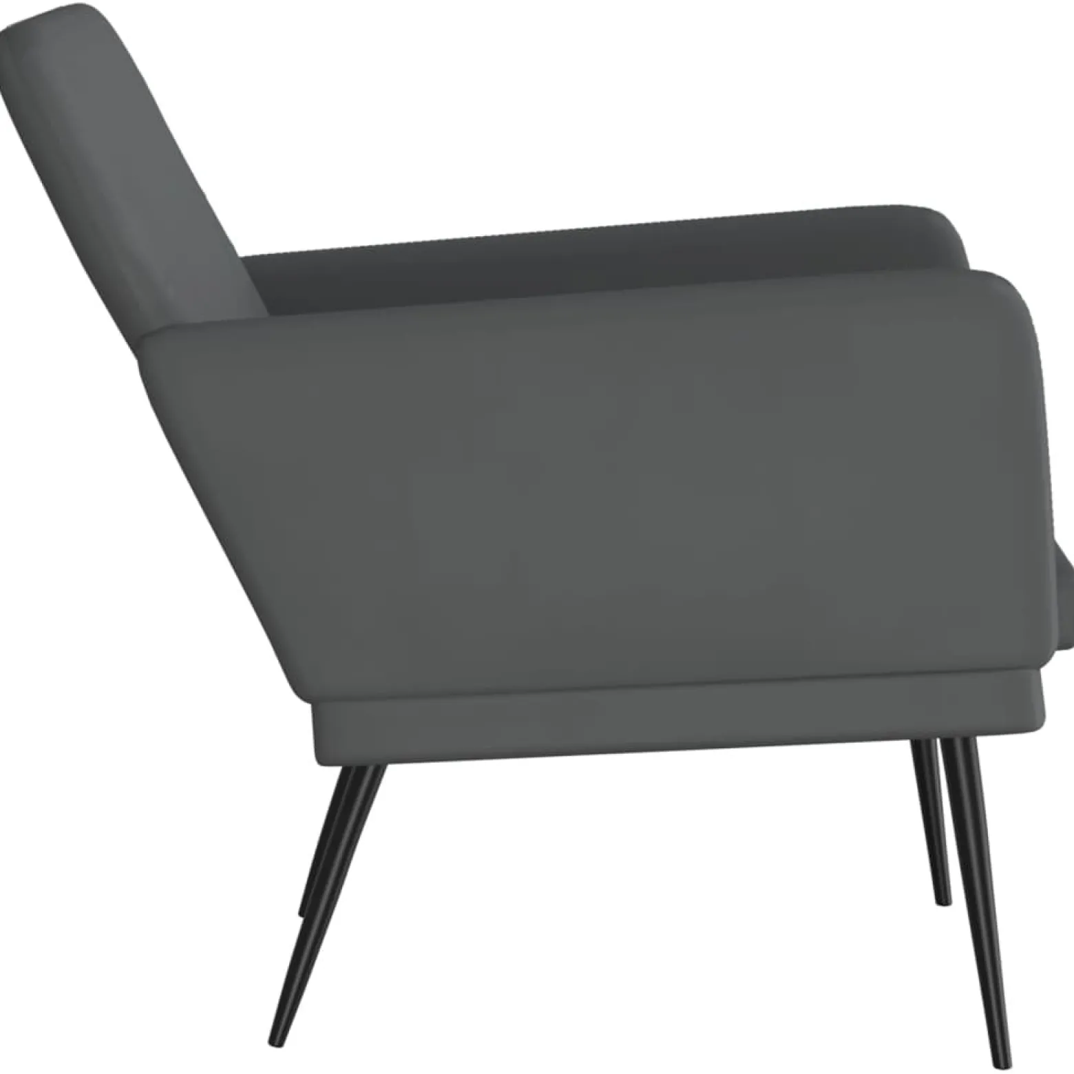 Fotel Wypoczynkowy Szary Ekoskóra Tapicerowany Do Salonu Pokoju 61x78x80 cm