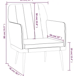 Fotel Wypoczynkowy Szary Ekoskóra Tapicerowany Do Salonu Pokoju 61x78x80 cm
