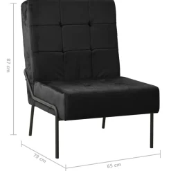 Fotel 65x79x87 cm czarny obity aksamitem