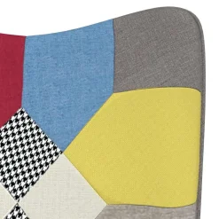 Fotel z Podnóżkiem Fotel Wypoczynkowy Do Salonu Tapicerowany Patchwork