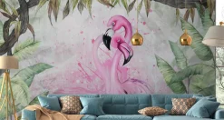 Fototapeta Abstrakcja FLAMINGI Akwarela 90x60cm