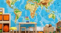 Fototapeta Dla Młodzieży Fizyczna MAPA Świata 90x60cm