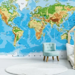 Fototapeta Dla Młodzieży Fizyczna MAPA Świata 90x60cm