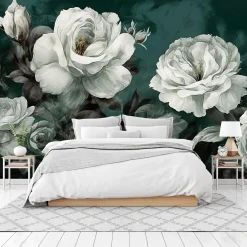 Fototapeta Do Salonu Akwarelowe Białe Peonie 90x60cm