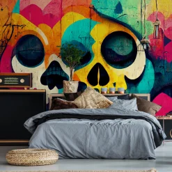 Fototapeta Kolorowe Graffiti z Czaszkami 90x60cm