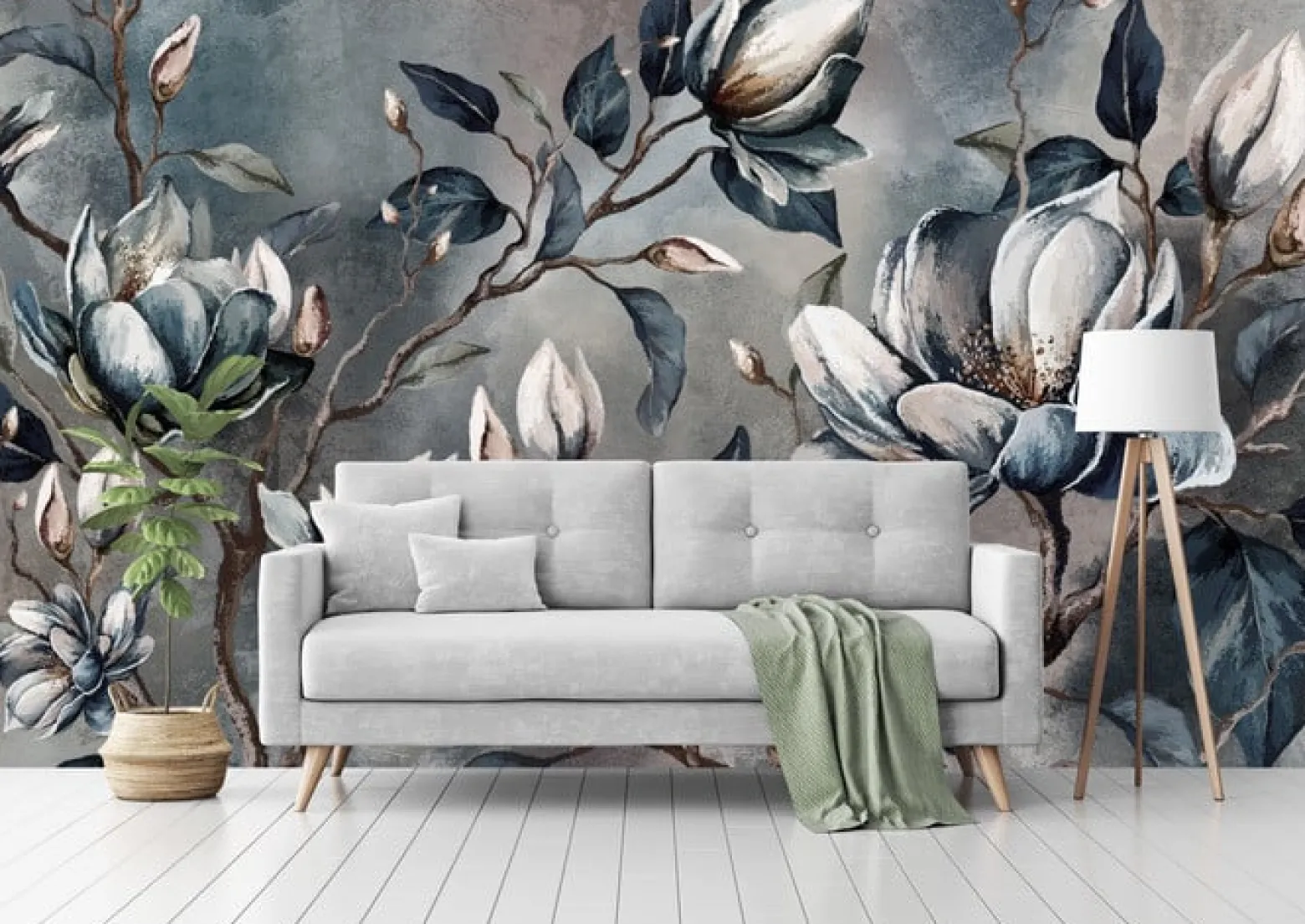Fototapeta Kwiaty Magnolii Na Betonie 90x60cm