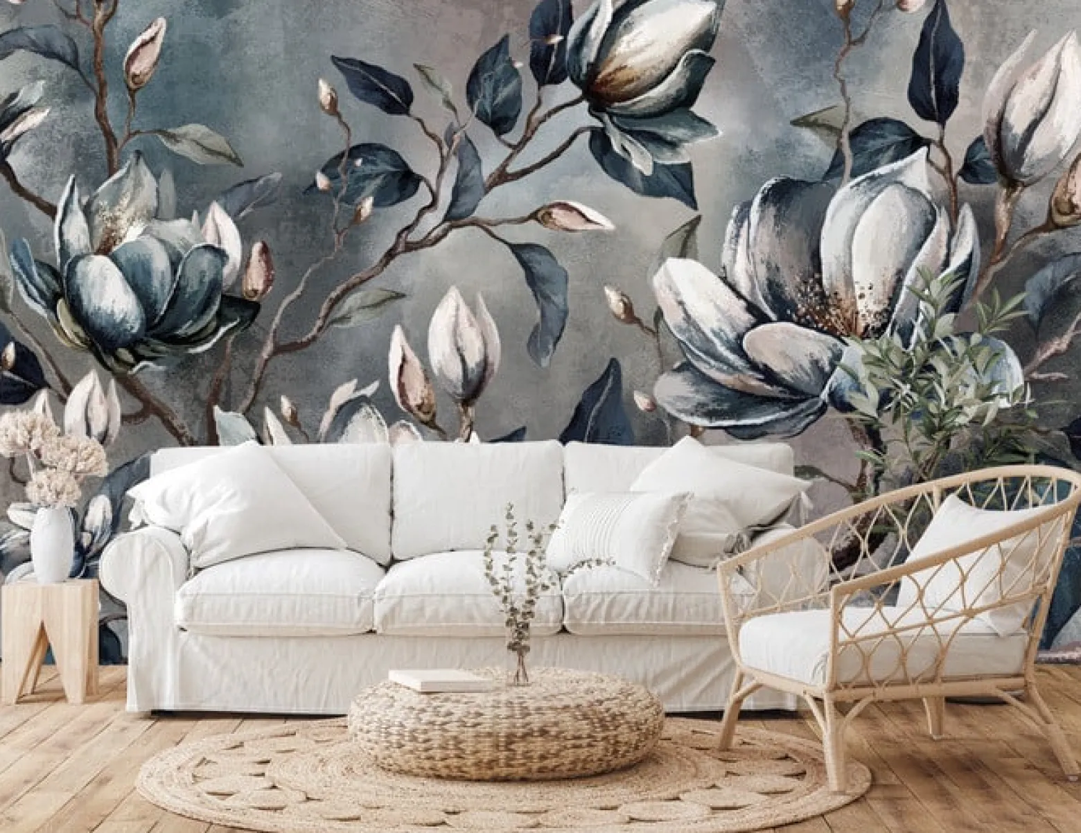 Fototapeta Kwiaty Magnolii Na Betonie 90x60cm