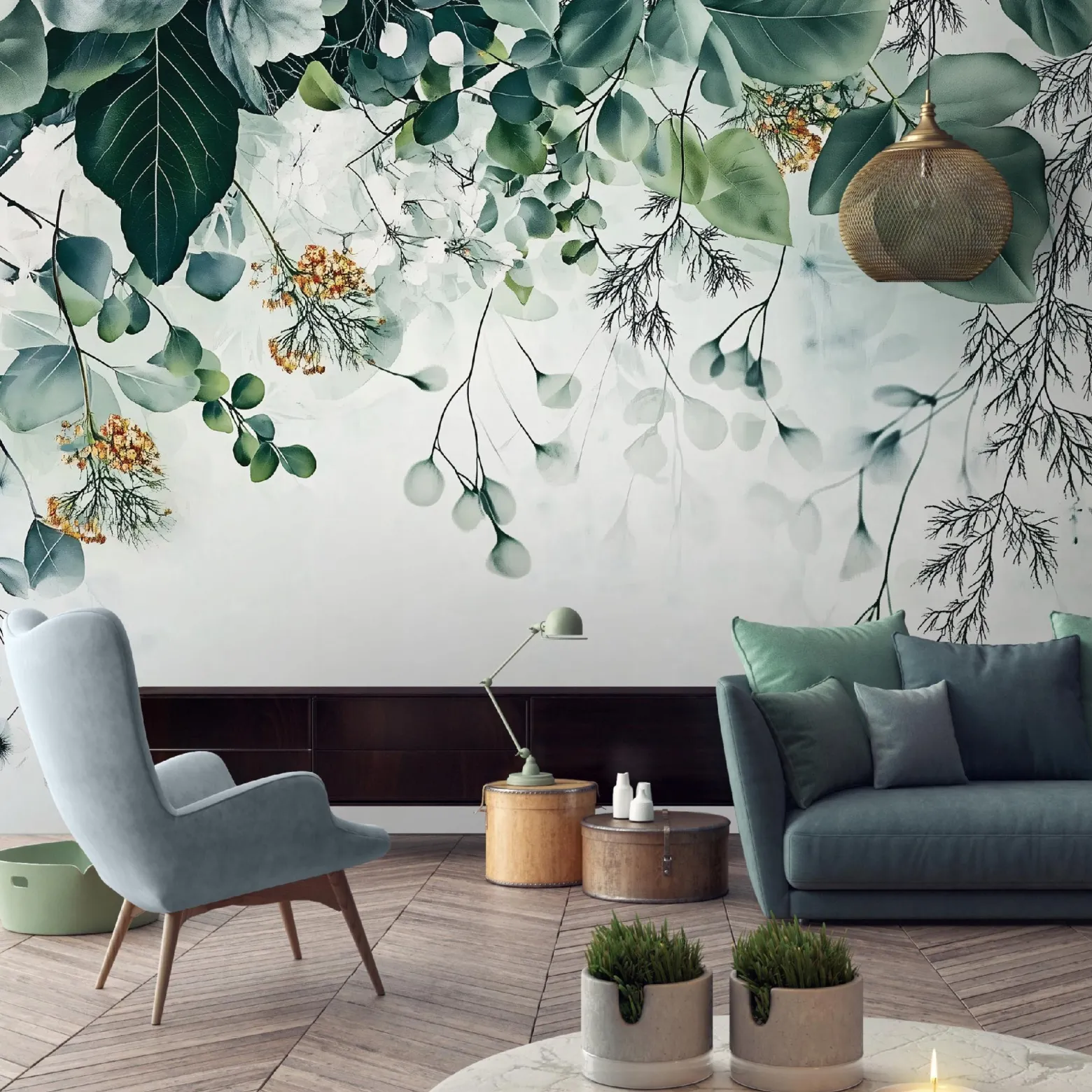 Fototapeta Liście Wiszące Zielony Sypialnia Salon Tapeta Flizelina 250X175