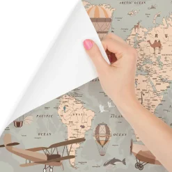 Fototapeta Mapa Świata Zwierzęta Samoloty Balony 90x60cm