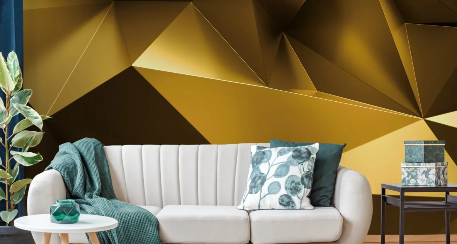 Fototapeta ABSTRAKCJA Złote Kształty 3D 90x60cm