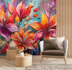 Fototapeta Abstrakcyjne Kwiaty W Stylu Vintage 90x60cm