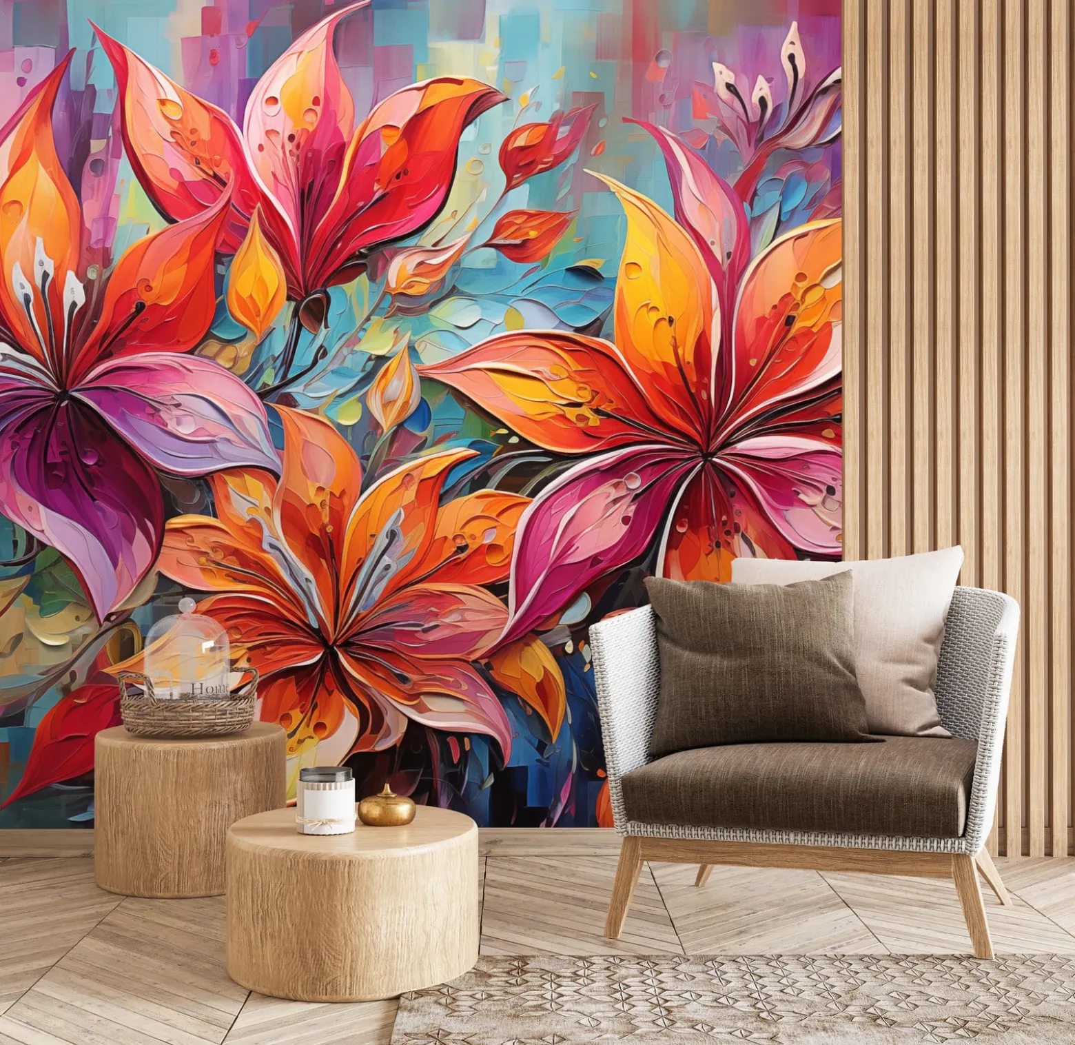 Fototapeta Abstrakcyjne Kwiaty W Stylu Vintage 90x60cm