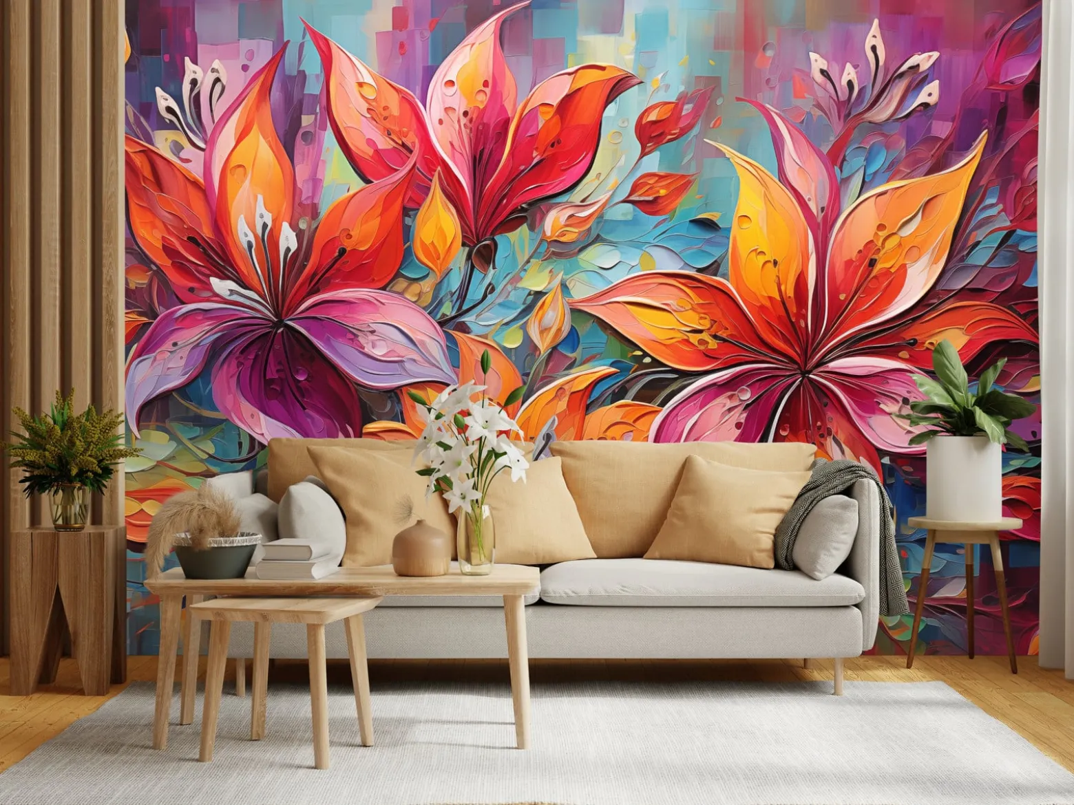 Fototapeta Abstrakcyjne Kwiaty W Stylu Vintage 270x180cm