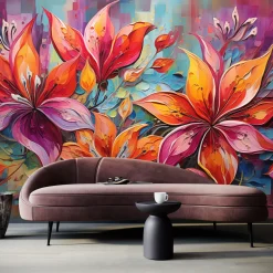 Fototapeta Abstrakcyjne Kwiaty W Stylu Vintage 270x180cm