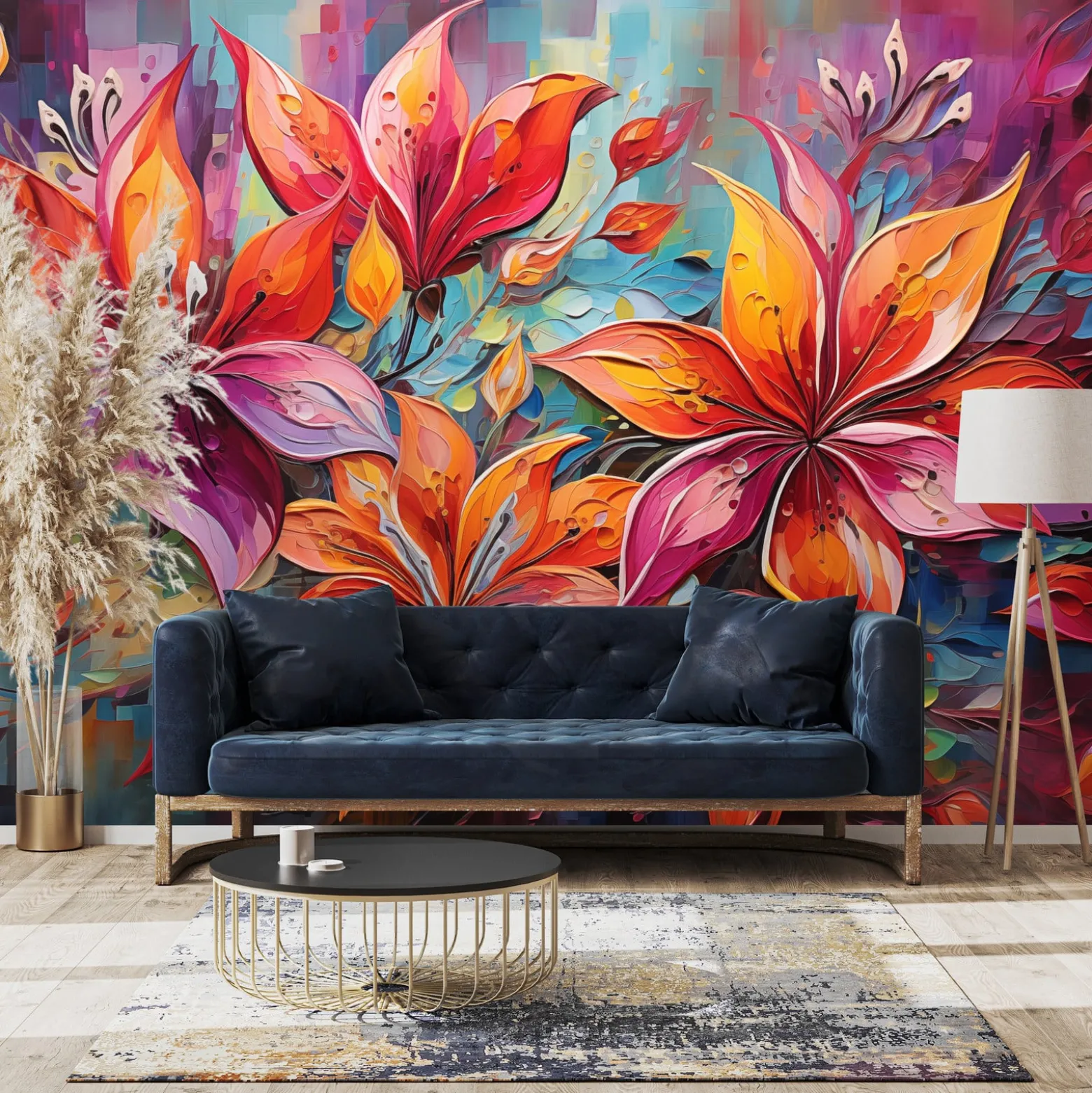 Fototapeta Abstrakcyjne Kwiaty W Stylu Vintage 270x180cm