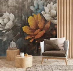 Fototapeta Abstrakcyjne Kwiaty Na Betonie 90x60cm
