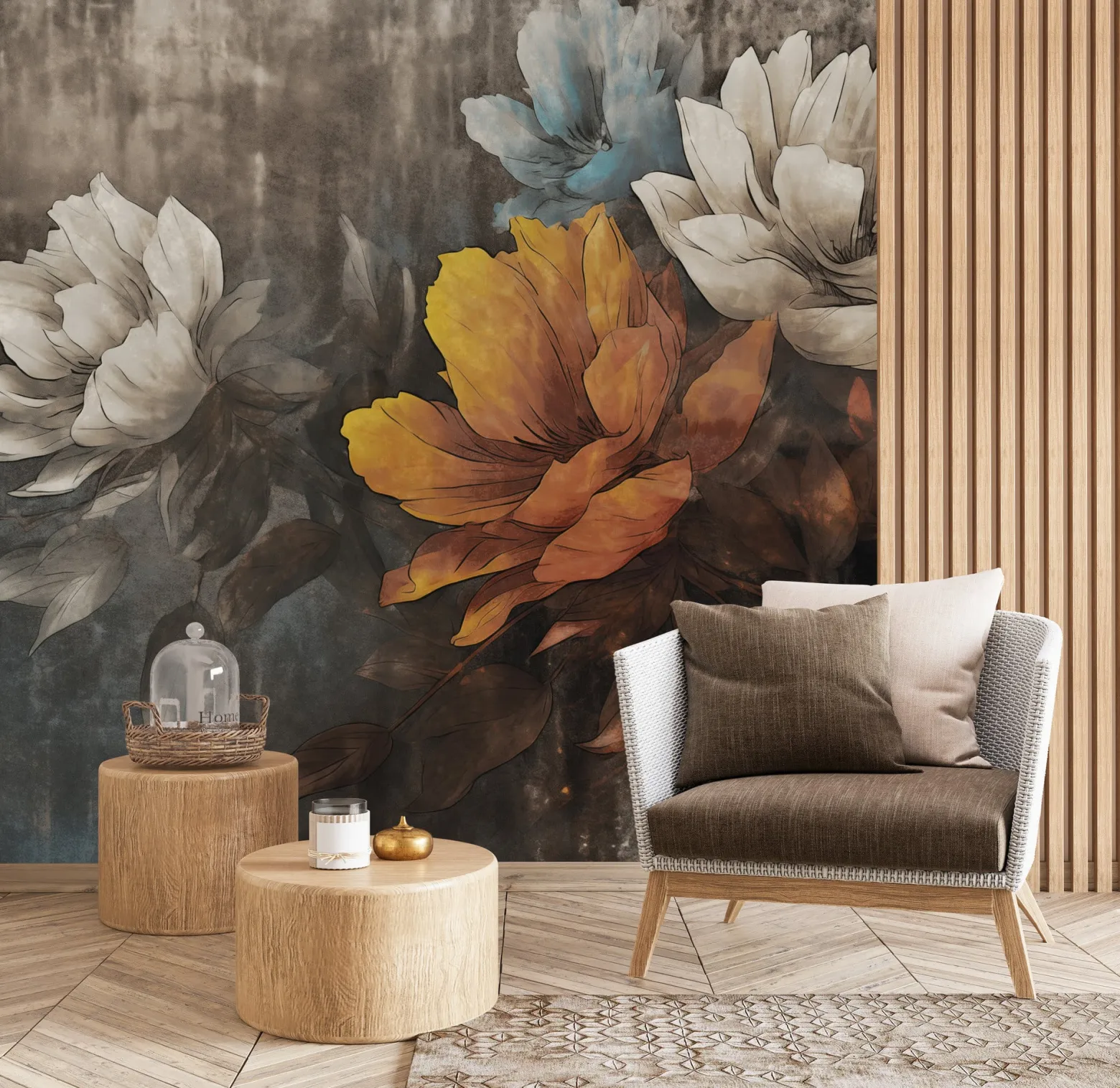 Fototapeta Abstrakcyjne Kwiaty Na Betonie 90x60cm