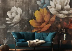 Fototapeta Abstrakcyjne Kwiaty Na Betonie 90x60cm