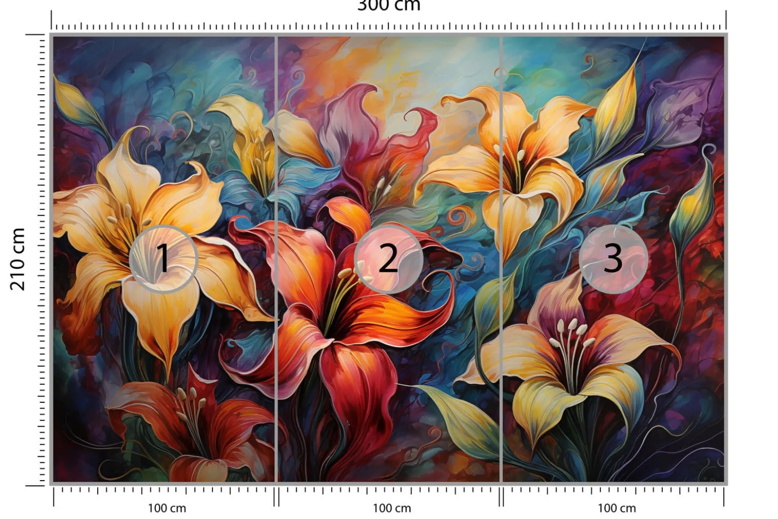 Fototapeta Abstrakcyjne Lilie Vintage 300x210cm