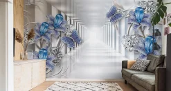 Fototapeta Abstrakcyjny tunel z kwiatami 3D 90x60cm