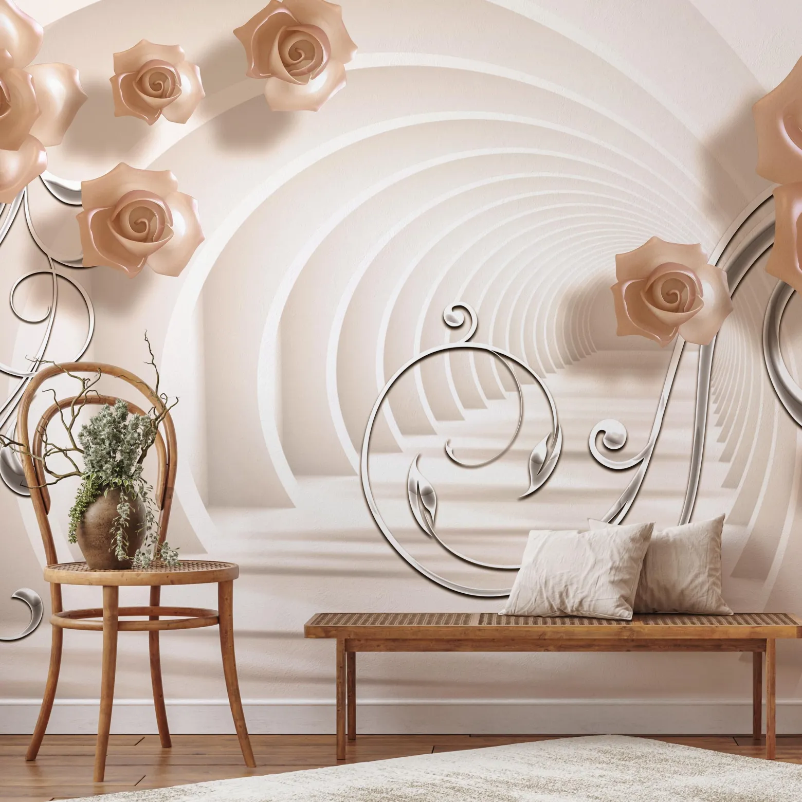 Fototapeta Abstrakcyjny tunel z różami 3D 90x60cm