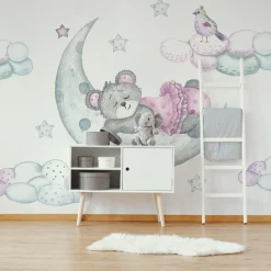 Fototapeta Akwarelowe MISIE Księżyc Chmury 90x60cm
