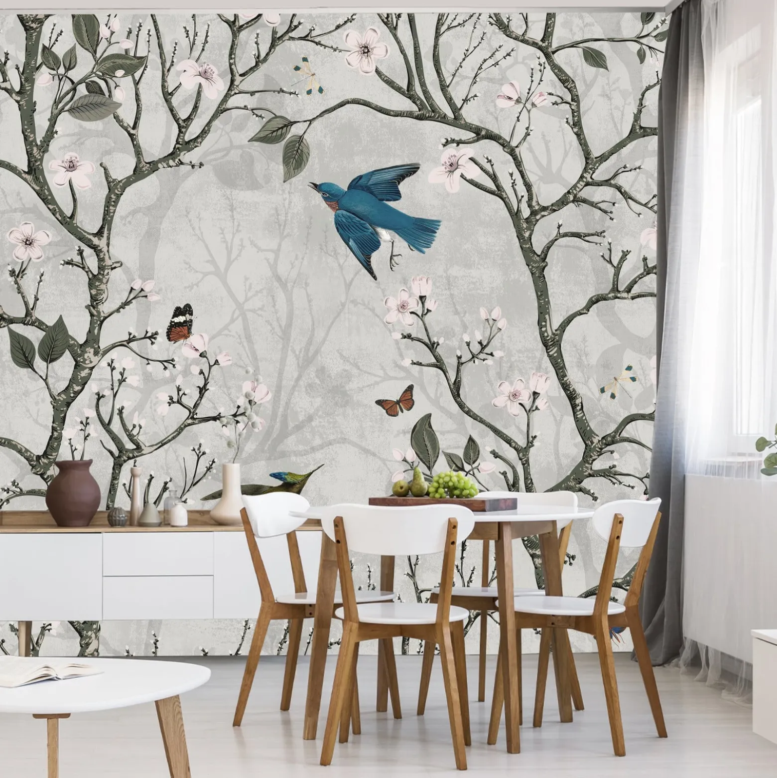 Fototapeta Barwne ptaki pośród drzew 90x60cm