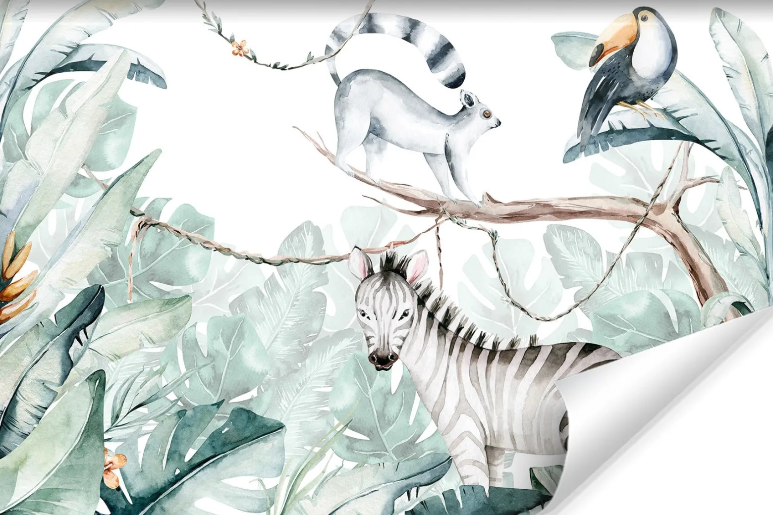 Fototapeta Ścienna DŻUNGLA Zebra Liście 90x60cm