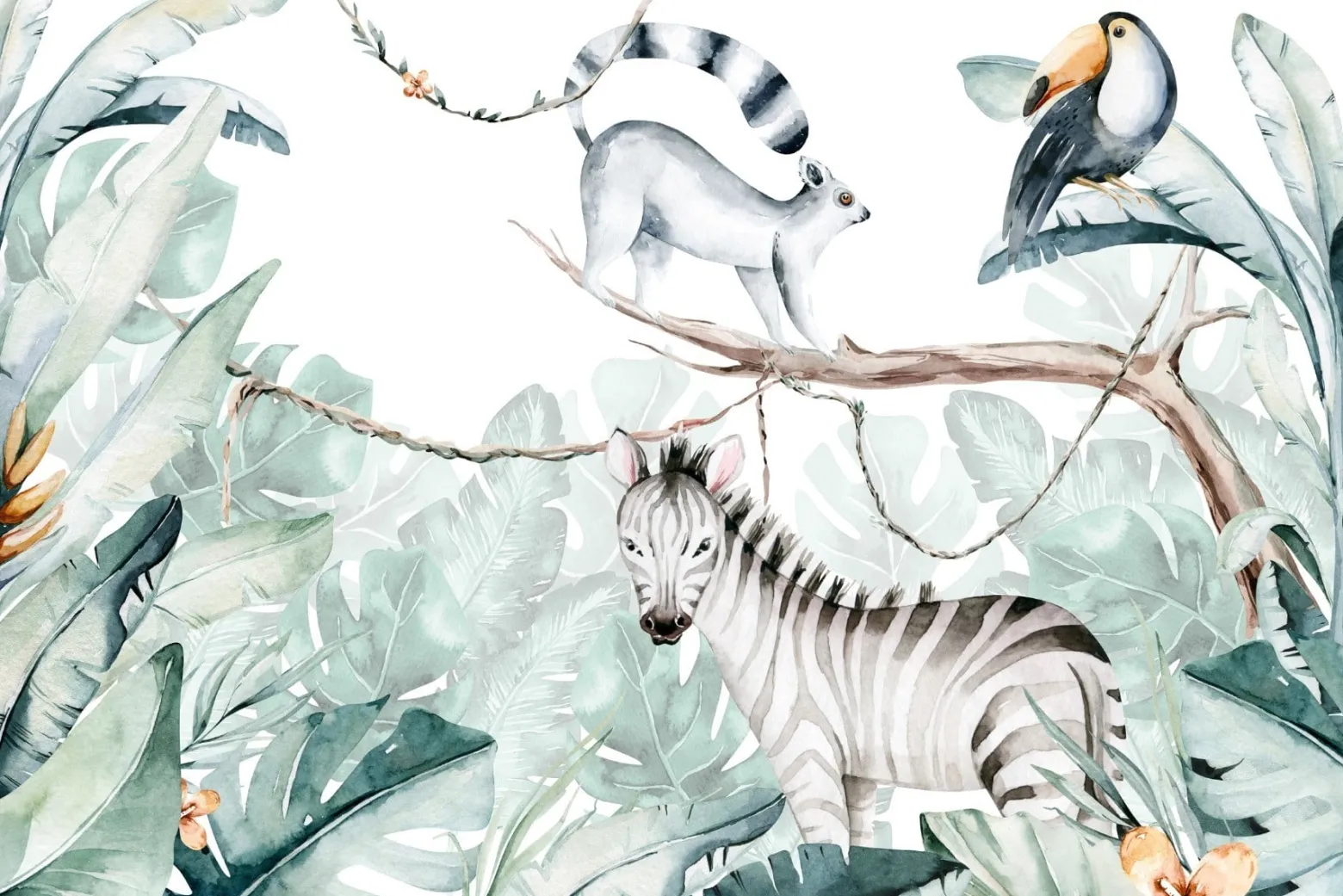Fototapeta Ścienna DŻUNGLA Zebra Liście 90x60cm