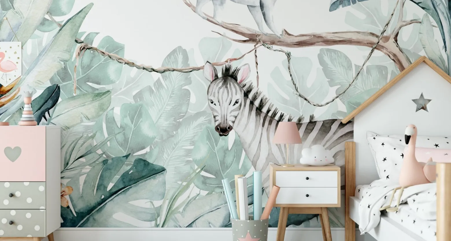 Fototapeta Ścienna DŻUNGLA Zebra Liście 90x60cm