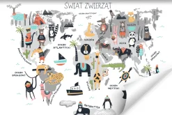 Fototapeta Ścienna MAPA ŚWIATA Zwierzątka 90x60cm