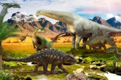 Fototapeta Dla Dzieci Dinozaury Krajobraz 3D 90x60cm