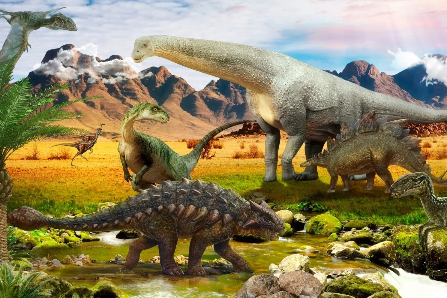 Fototapeta Dla Dzieci Dinozaury Krajobraz 3D 90x60cm