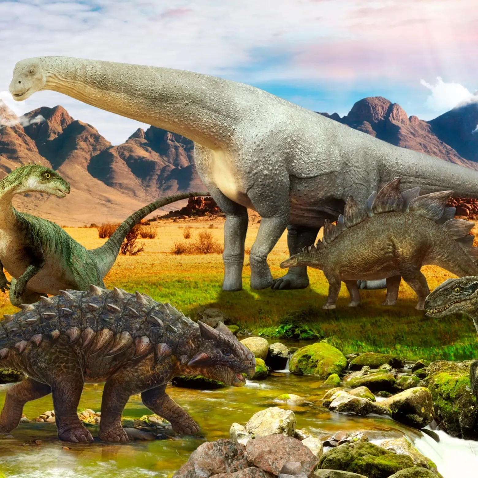 Fototapeta Dla Dzieci Dinozaury Krajobraz 3D 90x60cm