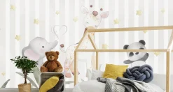 Fototapeta Dla Dzieci ZWIERZĄTKA Liście Gwiazdki 90x60cm