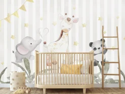 Fototapeta Dla Dzieci ZWIERZĄTKA Liście Gwiazdki 90x60cm