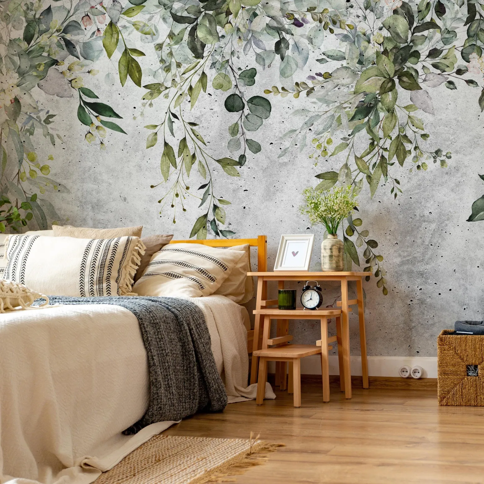 Fototapeta Do Salonu Liście Na Tle Betonu 90x60cm