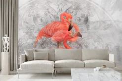 Fototapeta Do Sypialni Flamingi Na Betonie Mural 90x60cm