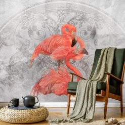 Fototapeta Do Sypialni Flamingi Na Betonie Mural 90x60cm
