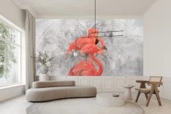 Fototapeta Do Sypialni Flamingi Na Betonie Mural 90x60cm